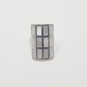 925 Sterling Silver Mother of Pearl Panel Ring Sz 8